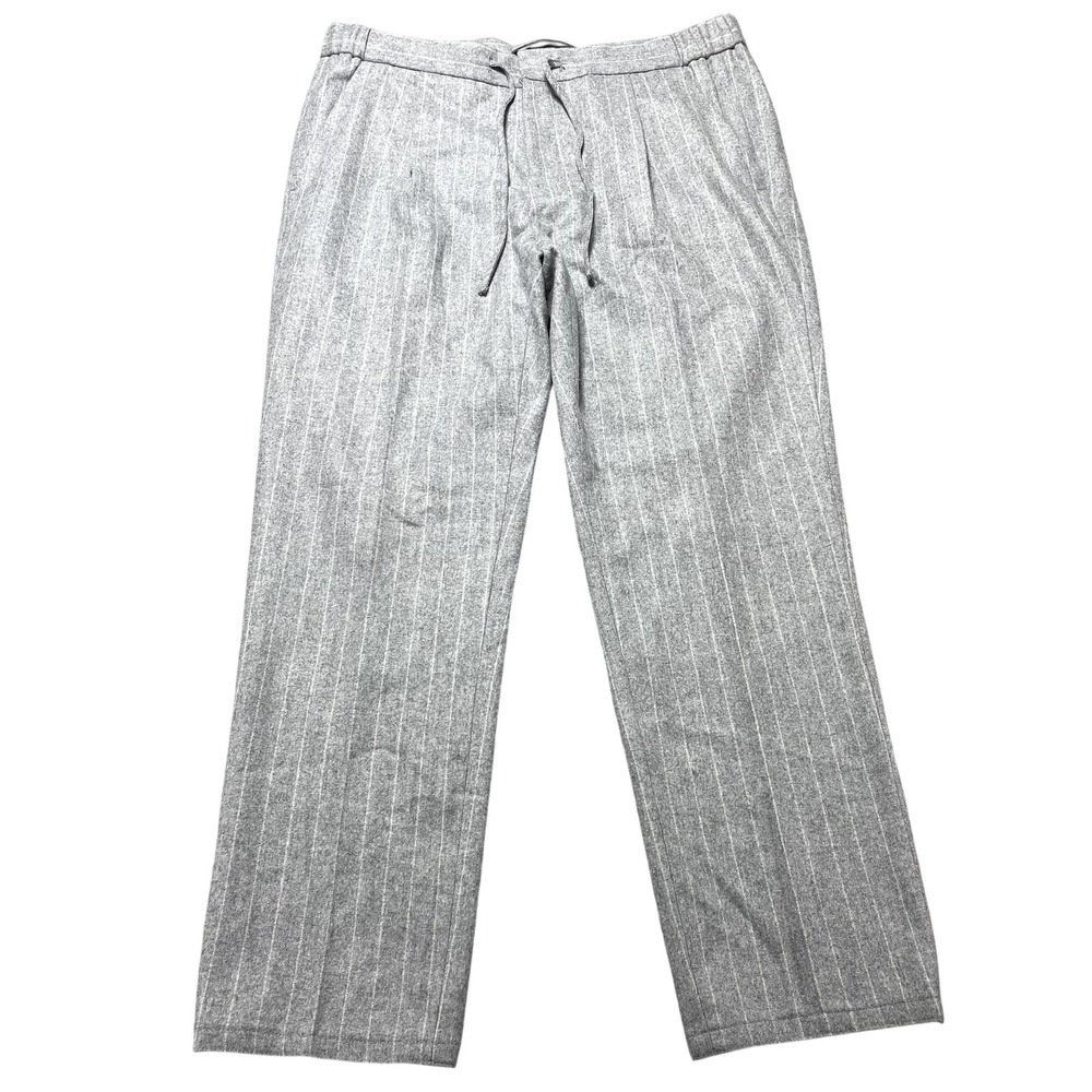Suitsupply Dress Pants Mens 36x29 Gray Wool Flannel Ames Drawstring Pinstripe